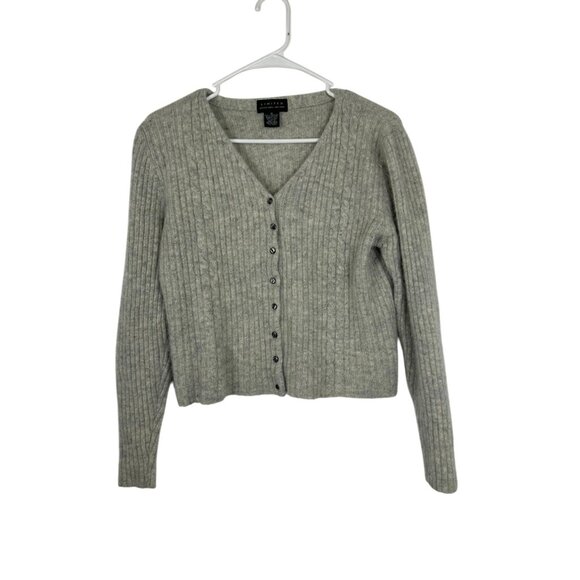 Limited Womens  Cardigan Sweater V-neck  Size M Lambswool & Angora Blend Gray - Picture 7 of 10